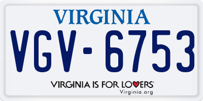 VA license plate VGV6753
