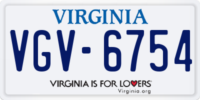 VA license plate VGV6754