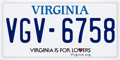 VA license plate VGV6758