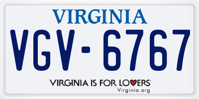 VA license plate VGV6767