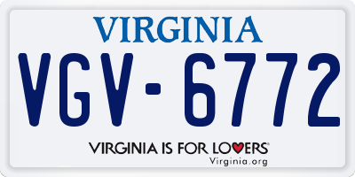 VA license plate VGV6772