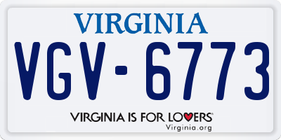 VA license plate VGV6773