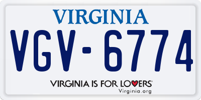 VA license plate VGV6774
