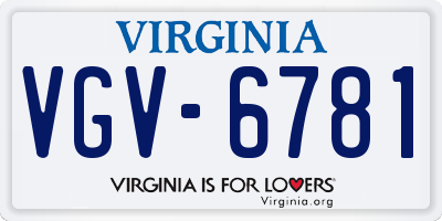 VA license plate VGV6781