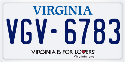 VA license plate VGV6783