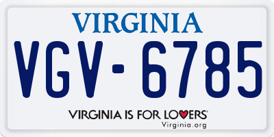 VA license plate VGV6785
