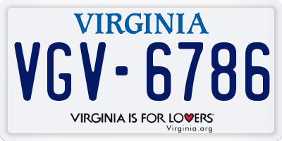VA license plate VGV6786