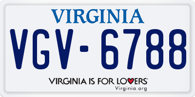 VA license plate VGV6788