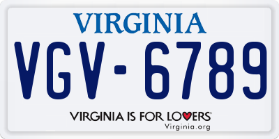 VA license plate VGV6789