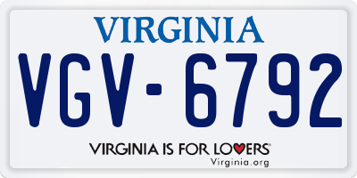 VA license plate VGV6792