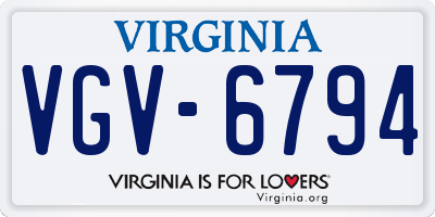 VA license plate VGV6794
