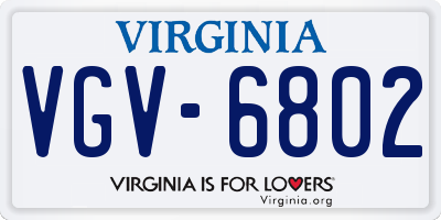 VA license plate VGV6802