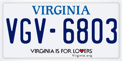 VA license plate VGV6803
