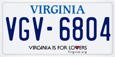 VA license plate VGV6804