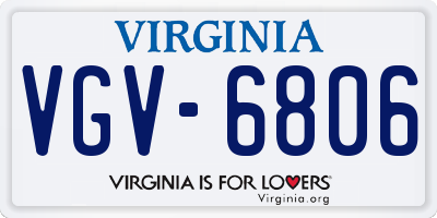 VA license plate VGV6806