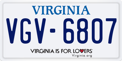 VA license plate VGV6807