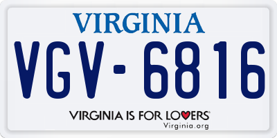 VA license plate VGV6816