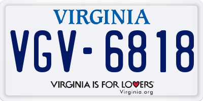 VA license plate VGV6818