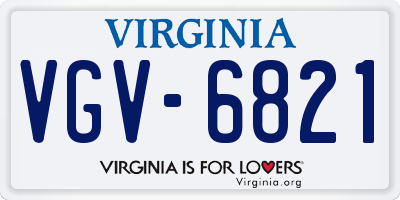 VA license plate VGV6821