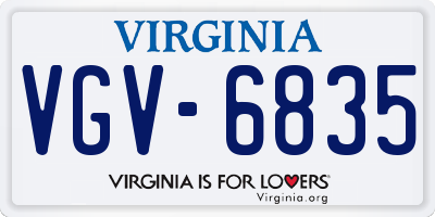 VA license plate VGV6835