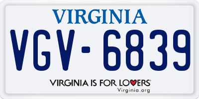 VA license plate VGV6839