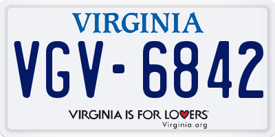 VA license plate VGV6842