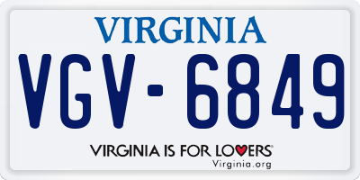 VA license plate VGV6849