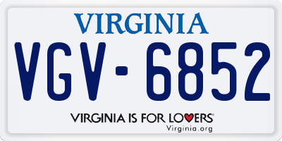 VA license plate VGV6852