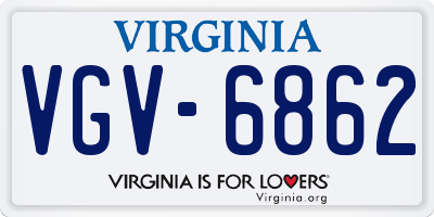 VA license plate VGV6862