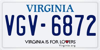 VA license plate VGV6872
