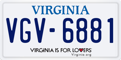 VA license plate VGV6881