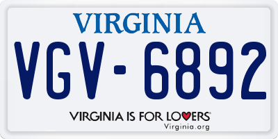 VA license plate VGV6892