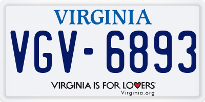 VA license plate VGV6893