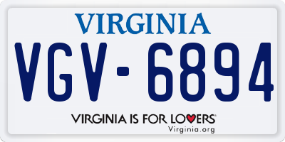 VA license plate VGV6894