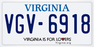 VA license plate VGV6918
