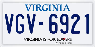 VA license plate VGV6921
