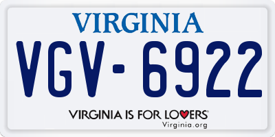 VA license plate VGV6922