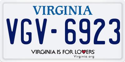 VA license plate VGV6923