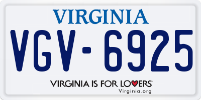 VA license plate VGV6925