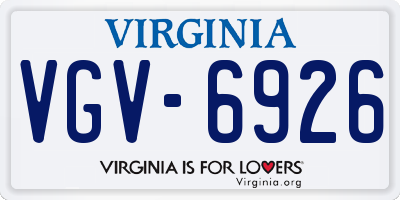 VA license plate VGV6926