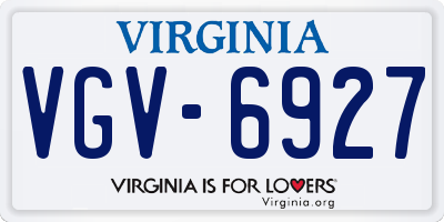 VA license plate VGV6927