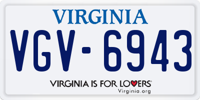 VA license plate VGV6943