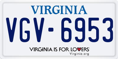 VA license plate VGV6953