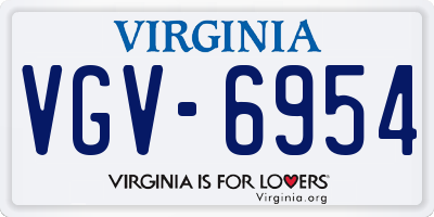 VA license plate VGV6954