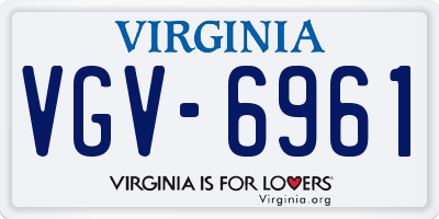 VA license plate VGV6961