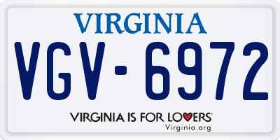 VA license plate VGV6972