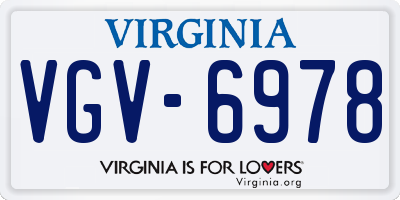 VA license plate VGV6978