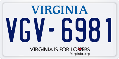 VA license plate VGV6981