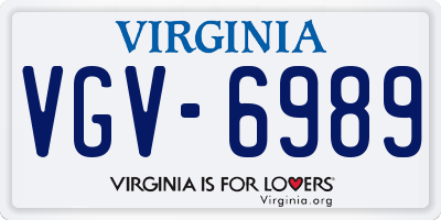 VA license plate VGV6989