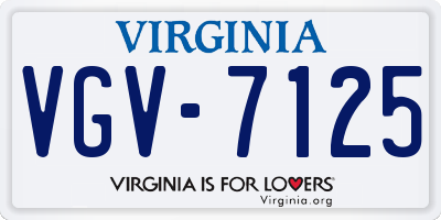 VA license plate VGV7125